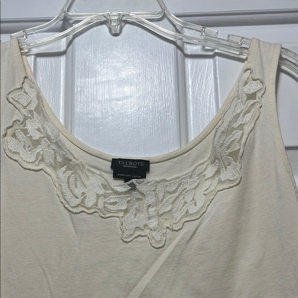 Talbots Women's Ivory Lace Trim Tank Top - Picture 3 of 5